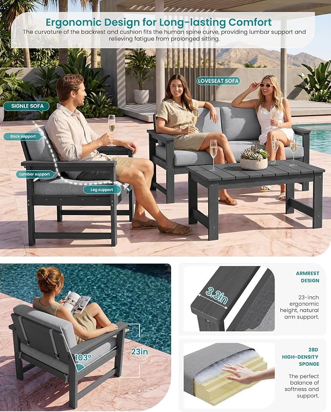 SERWALL HDPE Outdoor Loveseat Couch - Image 2