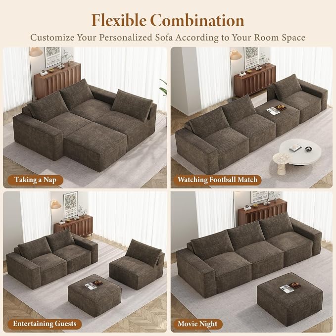 Vesgantti 114" Modular Boneless Couch, Modern 3 Seater Sectional Sofa - Image 8