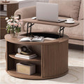 JOINICE 31.5" Round Lift Top Coffee Table, Mid Century Modern Walnut Center by Joinice