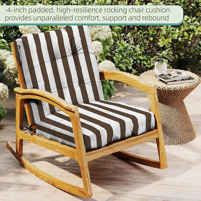 Outdoor Chair Cushions Set of 2, High Back Soft Seat Pad, Indoor Outside Use - Image 3