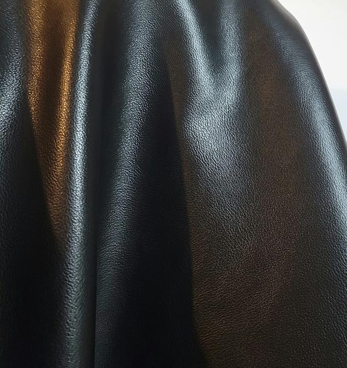 Black Lambtouch 0.8 mm Soft Faux Vegan PU Leather by The Yard Synthetic - Image 2