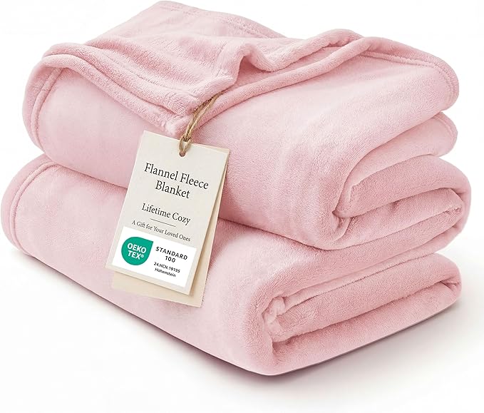 Bedsure Fleece Blanket Twin Blanket Pink by BEDSURE