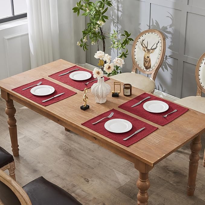 BALCONY & FALCON Placemats Set of 4 Faux Linen Cloth Place Mats Washable - Image 7