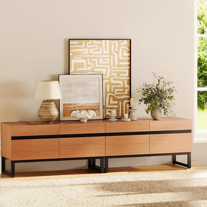 WAMPAT Modern TV Stand for 50-75 Inch TVs, Wood Entertainment Center - Image 3
