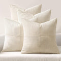 MIULEE Beige Throw Pillow Covers 20x20 Inch Set of 4 Boho Patchwork Cushion by MIULEE