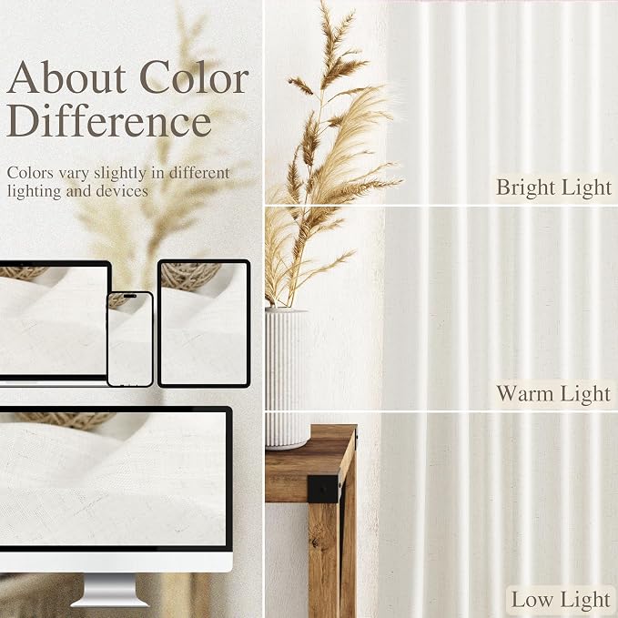 Nanspring Neutral Linen Curtains 72 Inches - Image 3