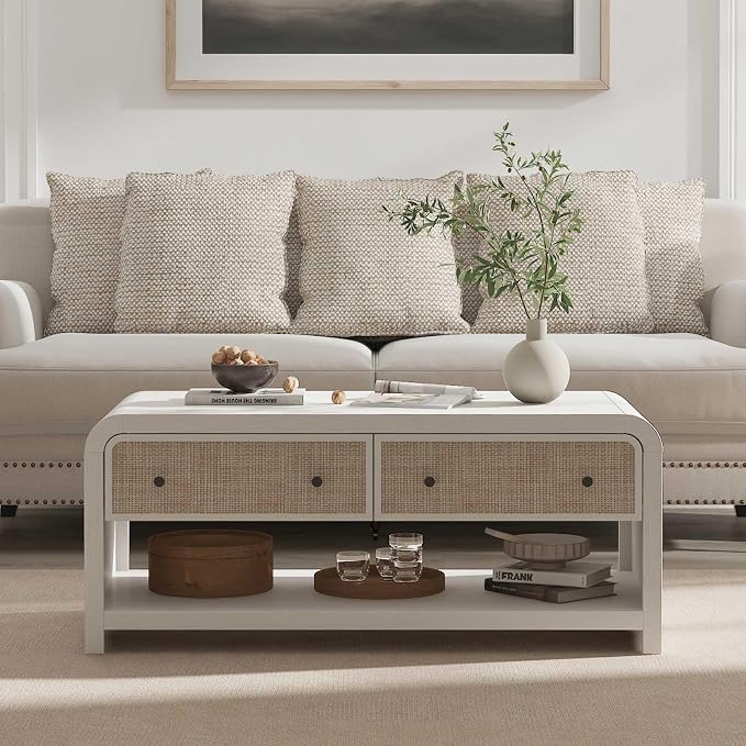 Oak&Sparrow 48'' Boho Coffee Table, Thickened Arc-Shaped Coffee Table - Image 5