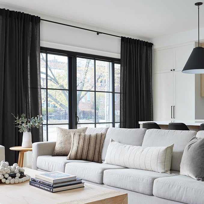 Black Linen Curtains 144 inches Long - Image 5