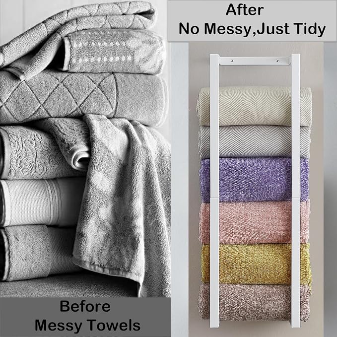 Towel Rack for Rolled Towels, Towel Rack for Bathroom, Wall Mounted Metal - Image 5
