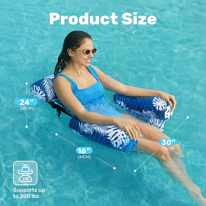 SLOOSH Inflatable Pool Floats Adult, 2 Packs Floating Lounge Chairs, Blow up - Image 5