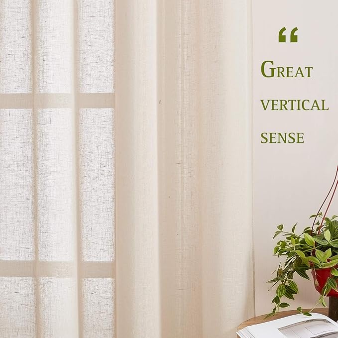 NICETOWN Sliding Door Curtains Linen Sheer Textured, Grommet Semi Sheer Keep - Image 2