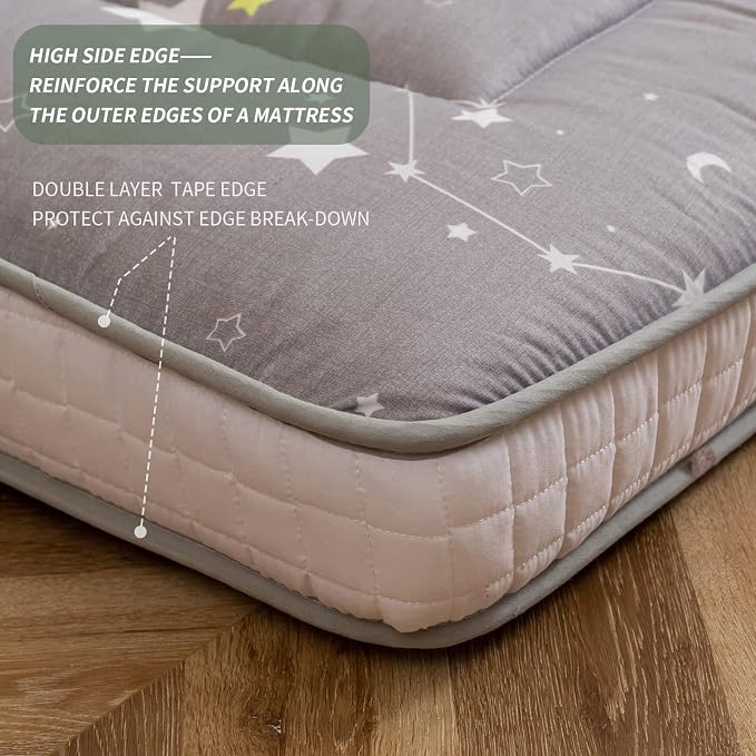 MAXYOYO Grey Constellation Futon Mattress, Japanese Floor Mattress Quilted - Image 6
