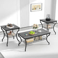 VECELO 3 Pieces Living Room Table Sets, Coffee and End Tables by VECELO