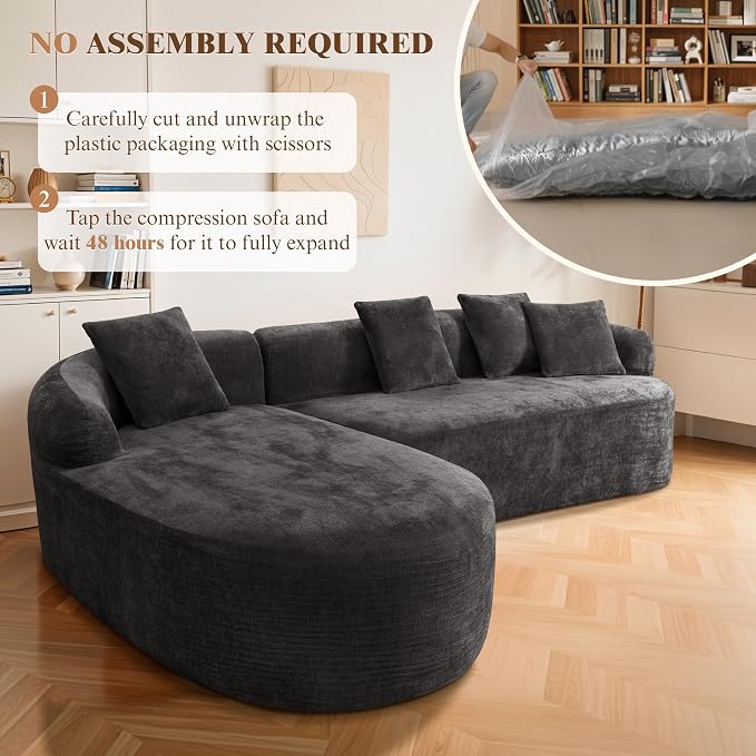 99" Curved Sectional Sofa with Chaise, Modern Boneless Couch with Deep Seat - Image 5
