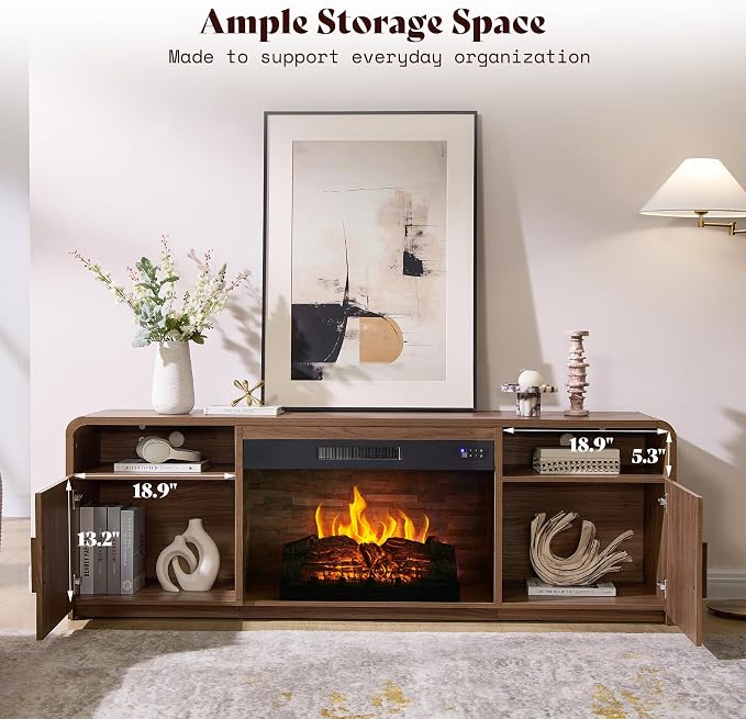 AMERLIFE 70" Fluted Fireplace TV Stand - Image 5