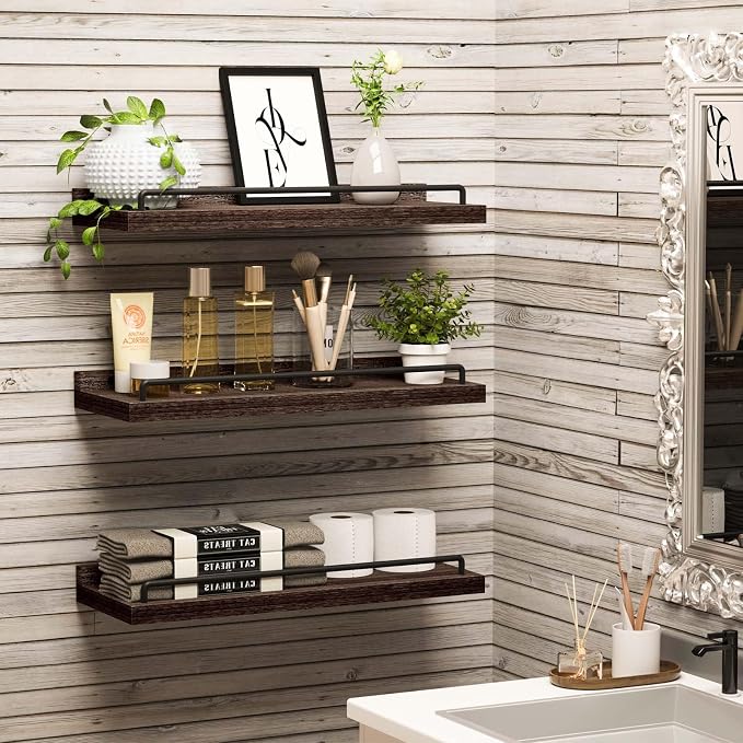 RYOFOBETTO Floating Shelves, Bathroom Decor Shelves Over Toilet, Farmhouse Wall - Image 2