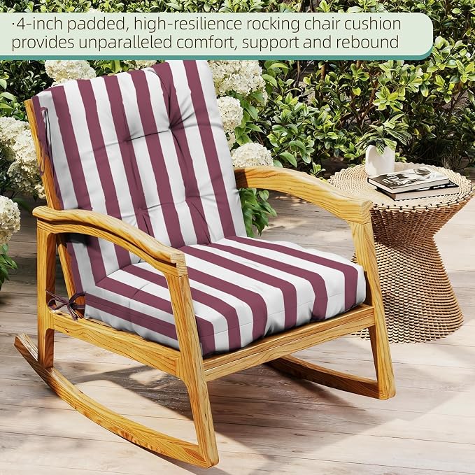 Outdoor Chair Cushions Set of 2, High Back Soft Seat Pad, Indoor Outside Use - Image 3