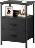 Huuger Night Stand with 2 Drawers, Bed Side Table with Open Shelf, Wooden Top by Huuger