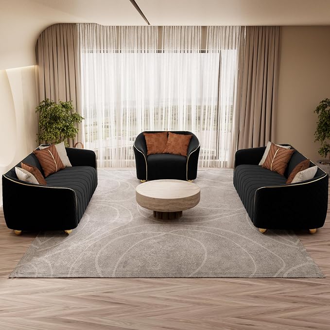 1-Piece Luxury Velvet Sofa Set for Living Room, Elegant Design Couch Set - Image 8