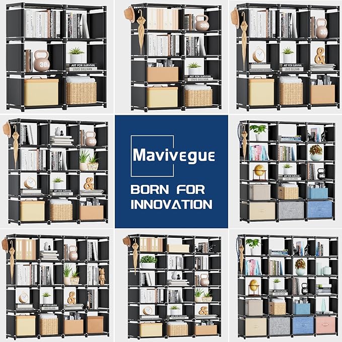 Mavivegue Book Shelf, 12 Cube Storage Organizer, DIY Bookcase, Metal Cube - Image 6
