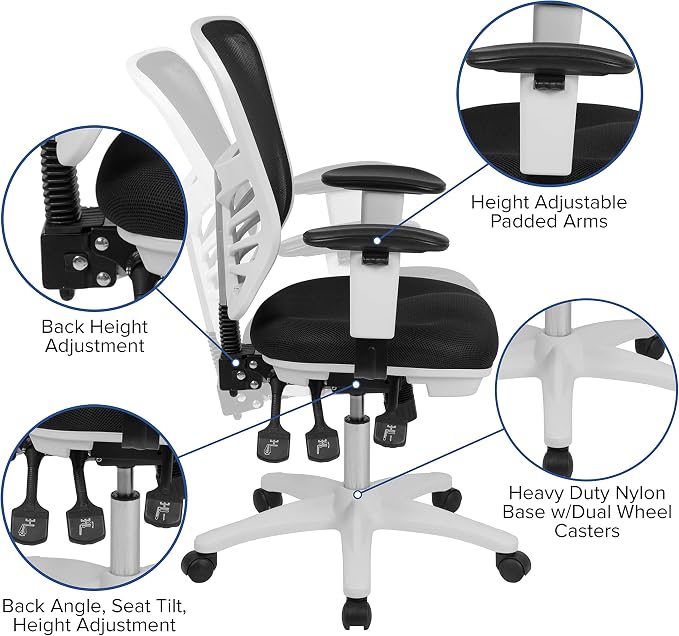 Flash Furniture Nicholas Mid-Back Swivel Office and Gaming Chair, Ergonomic - Image 4