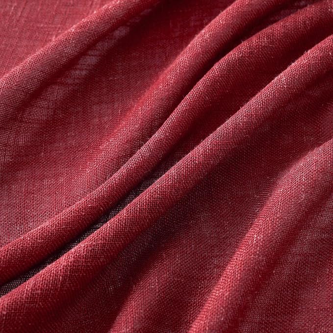 MIULEE Burgundy Red Linen Curtains 96 Inch Long - Image 4