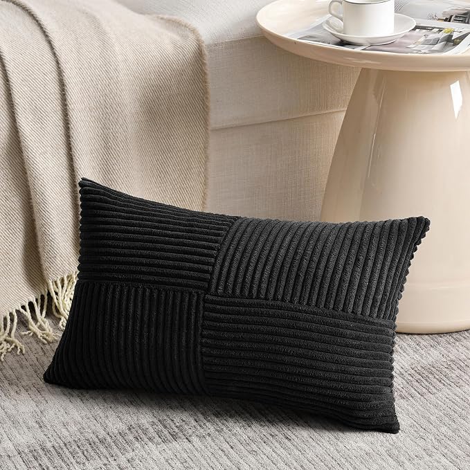 Fancy Homi 2 Packs Black Lumbar Decorative Throw Pillow Covers 14x24 Inch - Image 2