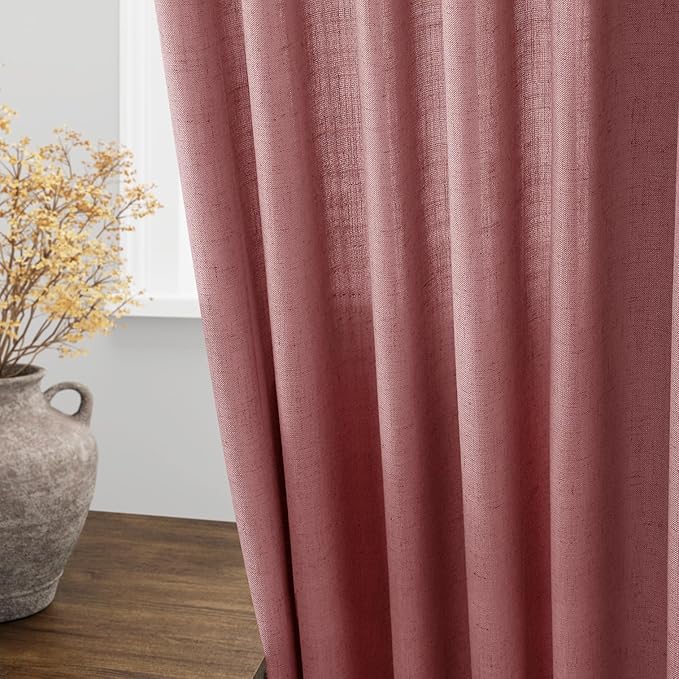 Nanspring Canyon Rose Linen Curtains 96 Inches Long 2 Panels Set - Image 4
