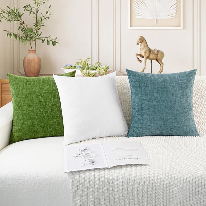 CaliTime Throw Pillow Covers Decorative 24 X 24 Inches Pack of 2 Cozy Chenille - Image 5