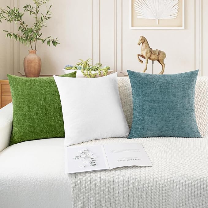 CaliTime Throw Pillow Covers Decorative 20 X 20 Inches Pack of 2 Cozy Chenille - Image 5