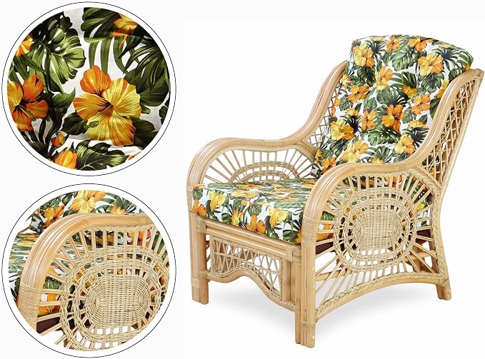 Malibu Lounge Living Accent Armchair Natural Rattan Wicker Handmade Design - Image 3