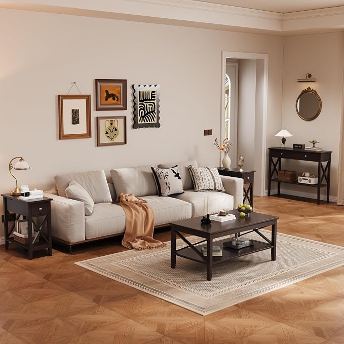 ChooChoo Console Table with Drawers, Narrow Wood Accent Sofa Table Entryway - Image 9