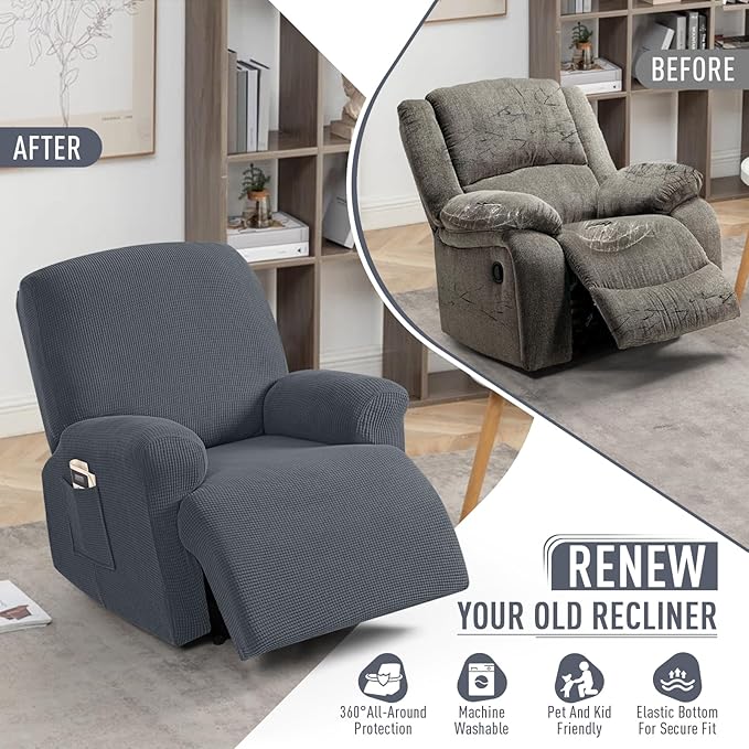 TAOCOCO Recliner Cover 4-Pieces, Recliner Stretch Sofa Slipcover, Recliner - Image 4
