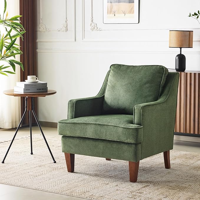 VINGLI Green Accent Chair, Mid Century Modern Chairs, Upholstered Armchair by VINGLI