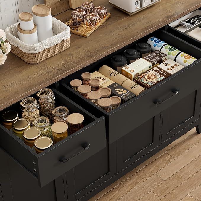 HORSTORS 55" Buffet Cabinet, Modern Farmhouse Sideboard Buffet - Image 6