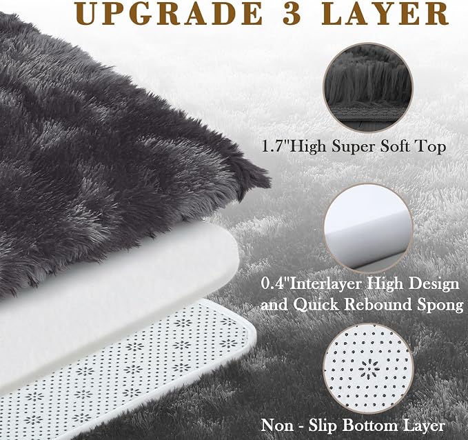 Super Soft Shaggy Area Rugs for Bedroom 4x6 Feet, Shaggy Plush Living Room Shag - Image 4