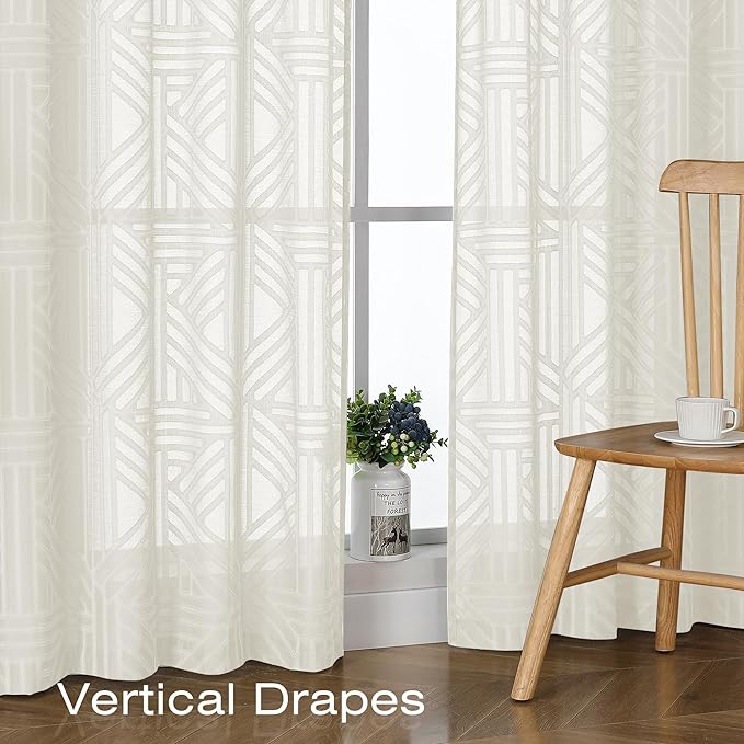 Simplebrand Ivory Sheer Curtains 72 Inch Length 2 Panels - Image 5