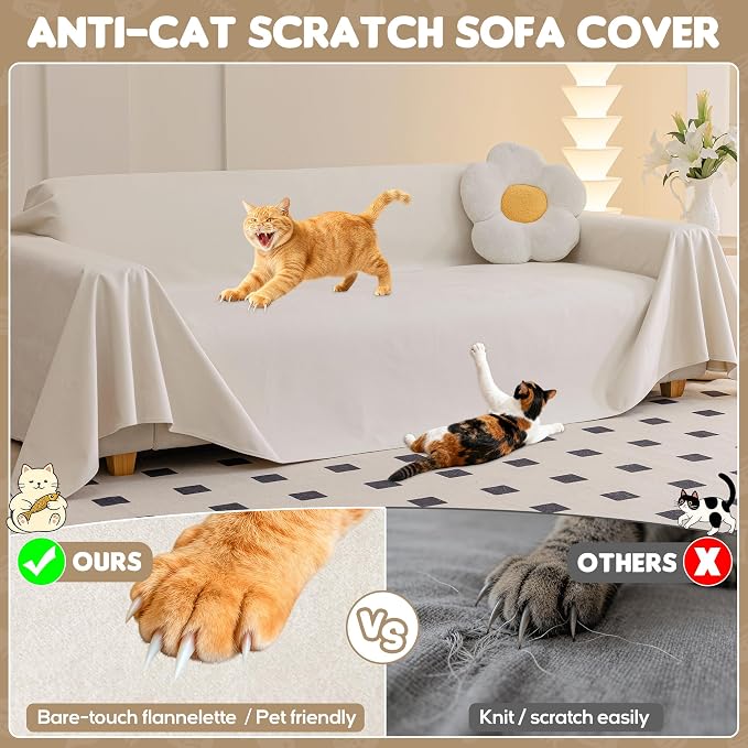 Loiion Velvet Sofa Cover, Ultra Soft Waterproof Non-Slip Couch Cover - Image 2