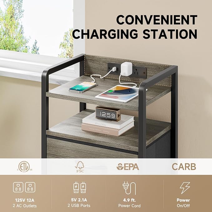 Lazzanto Night Stand with Charger Station - Image 5