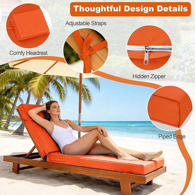Chaise Lounge Cushions Outdoor 80x26x6 Inch, Fade Resistant 6'' Thicken Outdoor - Image 5
