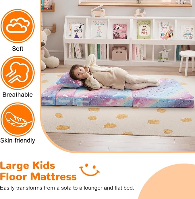MeMoreCool Glow Rainbow Unicorn Tri-fold Sofa Bed - Image 4