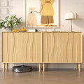 Easyego 63″ Mid Century Modern Sideboard Buffet Cabinet, Natural Wood Accent by Easyego