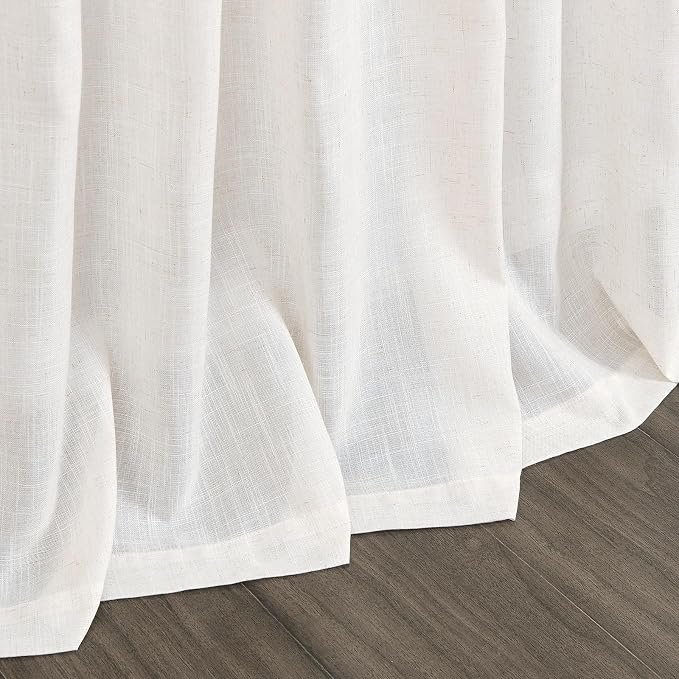 Ivory White Linen Curtains for Living Room 105 Inches Long Light Filtering Semi - Image 9