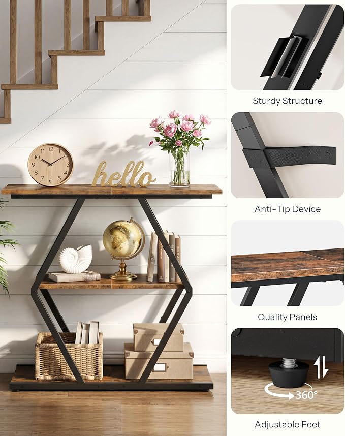 CHOEZON 3-Tier Console Table, Entryway Table, Sofa Table - Image 5