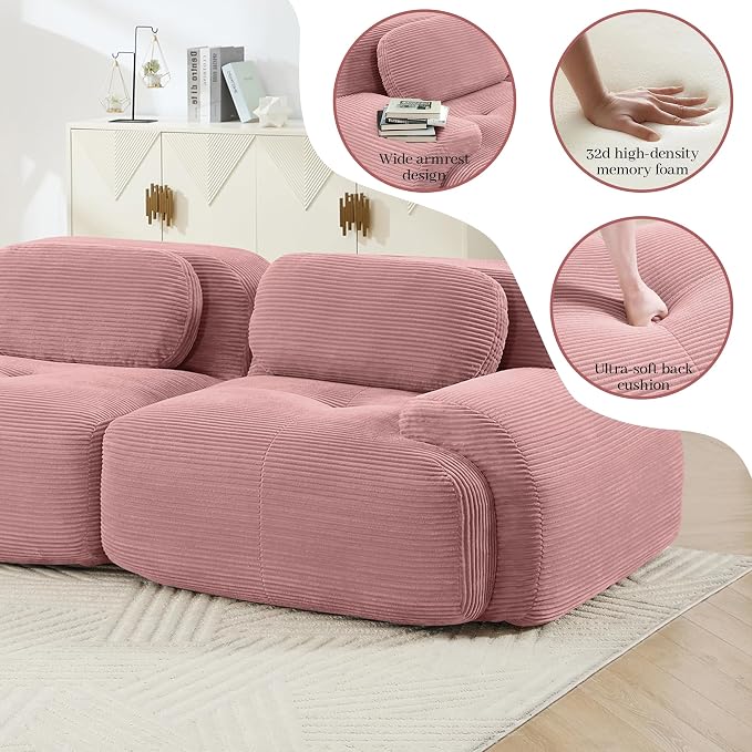 Boneless Sectional Couch, No Assembly Required, 117.3” U Shaped Modular Cloud - Image 7
