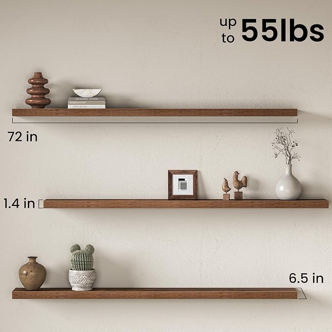 Fun Memories 72 Inch Fireplace Mantel Shelf, Deep Floating Shelves - Image 3