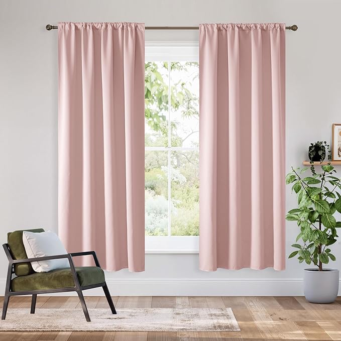 RYB HOME Bedroom Blackout Curtains 63 inches Long, 100% Blackout Thermal by RYBHOME