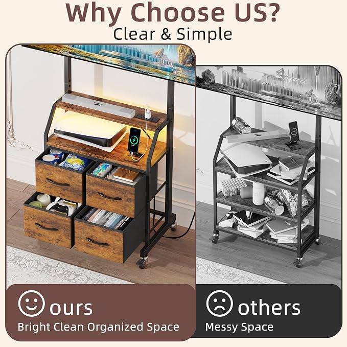 Rolling TV Stand with Mount & 4 Fabric Drawers - Image 7
