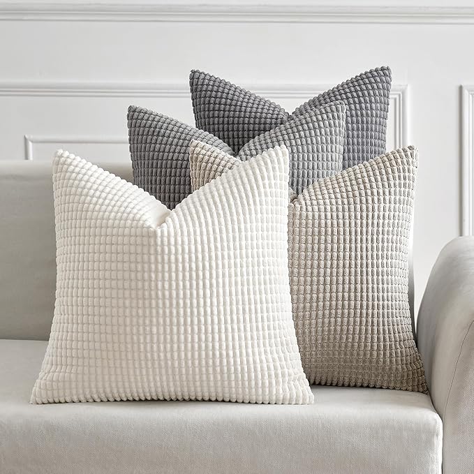 MIULEE Timeless Neutral Euro Sham Pillow Covers 24x24 Set of 4 Mid Century by MIULEE