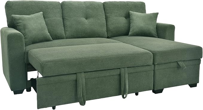 L Shaped Sectional Couch with Storage and Pull Out Bed, 3 Seater Sleeper Sofas - Image 6